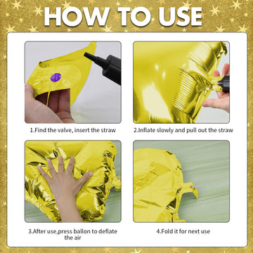Gold Star Foil Balloons, 18 Inches Star Foil Balloons For Helium, 10 Pcs Gold Helium Birthday Balloons, Graduations Balloons Foi