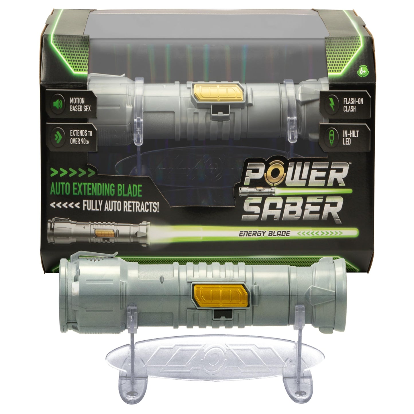 Goliath Power Saber Energy cutting edge Green | First Ever Automatic Saber | Auto Extending & Retracting Saber | Extends 35 (90cm) | Motion Based SFX | Ages 6