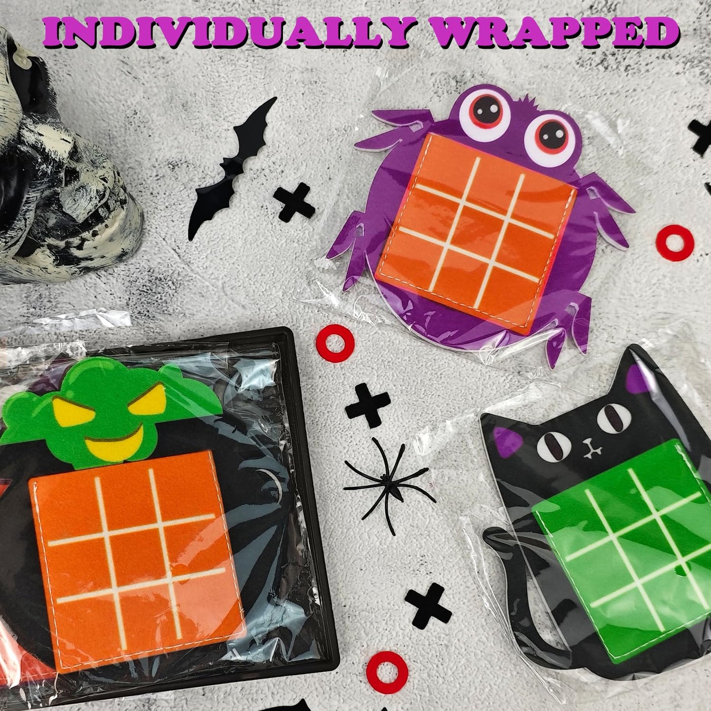 Leetous Halloween Tic Tac Toe Party Favors Games For Kids 6 Pack, Halloween Treats Non Candy Basket Goodie Bag Stuffer Fillers F