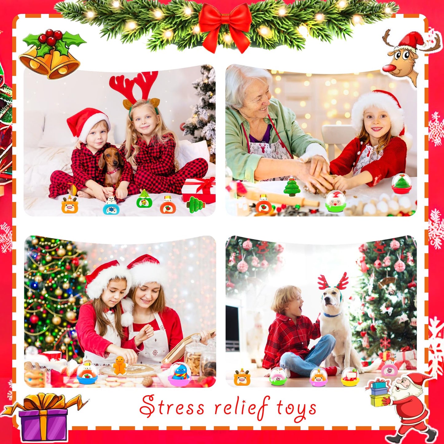24 Sets Christmas Squishy Stress Toys,24 Slow Rising Relief Stress Foam Squishies With 24 Filler Containers For Xmas Stocking Goodie Bag Stuffers For Kids,Carnival Raffle Prize Gifts Party Favors