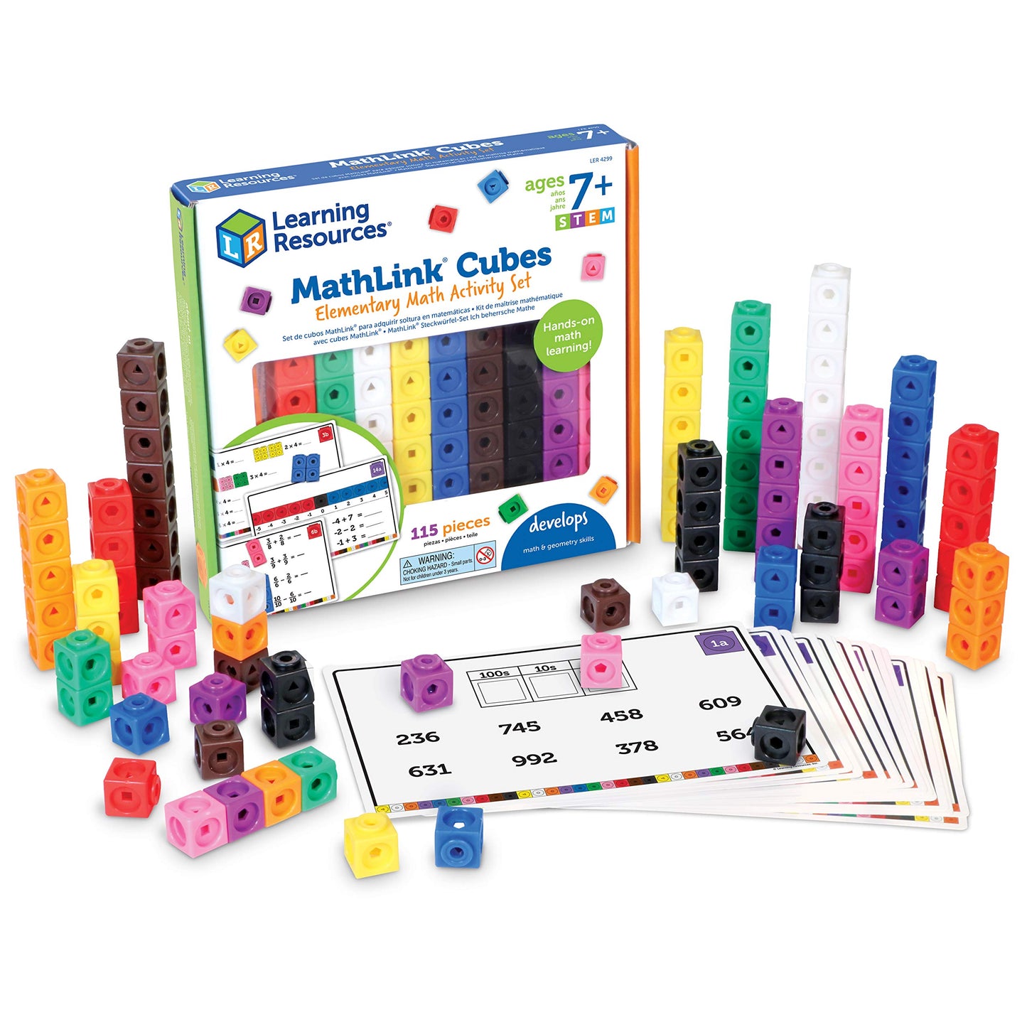 Learning Resources Mathlink Cubes Elementary Math Activity Set - 115 Pieces, Ages 7+ Math Manipulative Cubes, Math Games For Kid