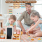 Wooden Ice Cream and Coffee Play Set for Kids, Pretend Play Toy Ice Cream Shop & Coffee Maker for Toddlers Ages 3-5, for Boys &