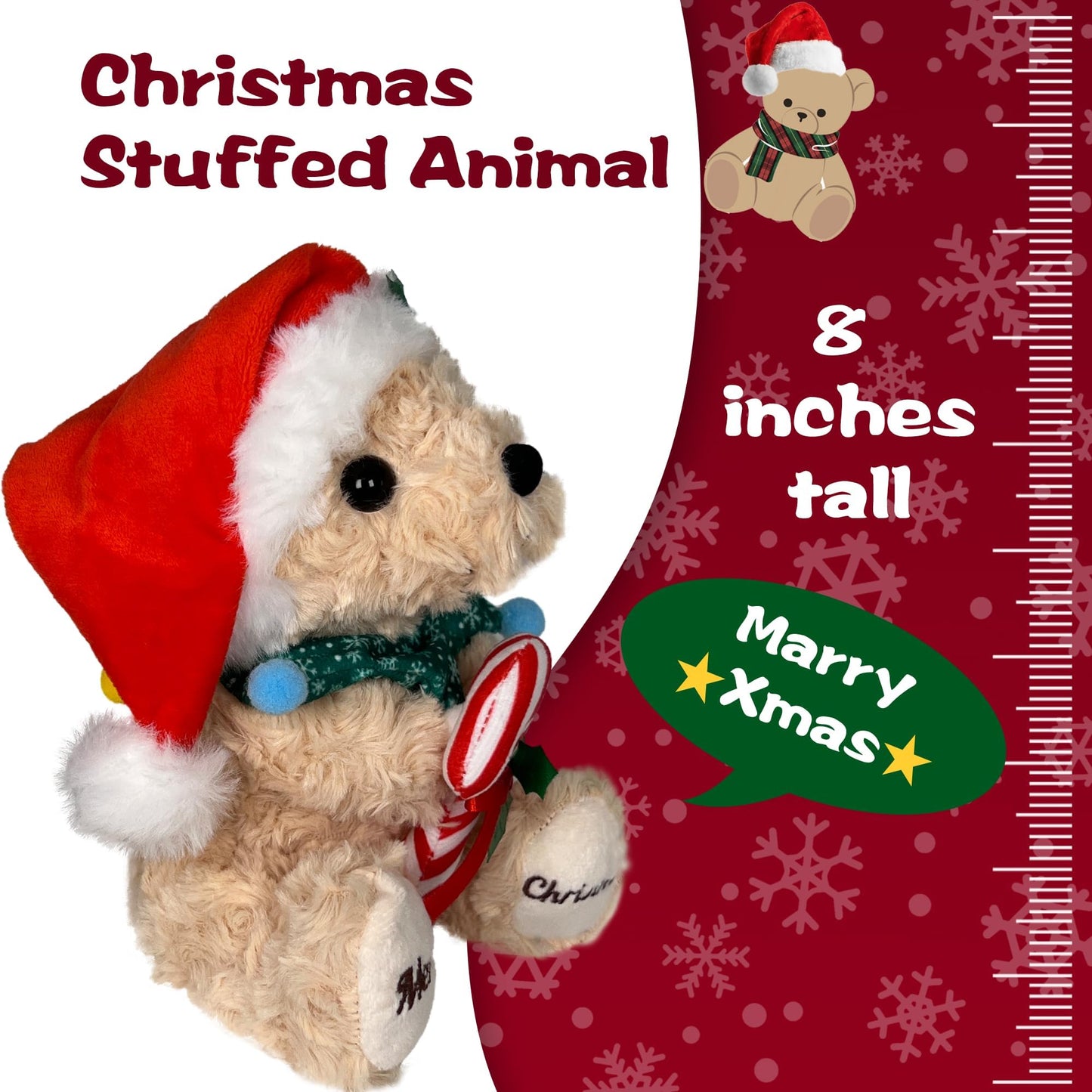 Numyawl Teddy Bear Stuffed Animal - Soft Stuffed Bear Toy with Hat  Cute Birthday Gift for Kids  mature-themed  Boys & Girls  8 Inch Cuddly Brown Holiday Bear Plush Present - Unique Bear Plushies Decoration