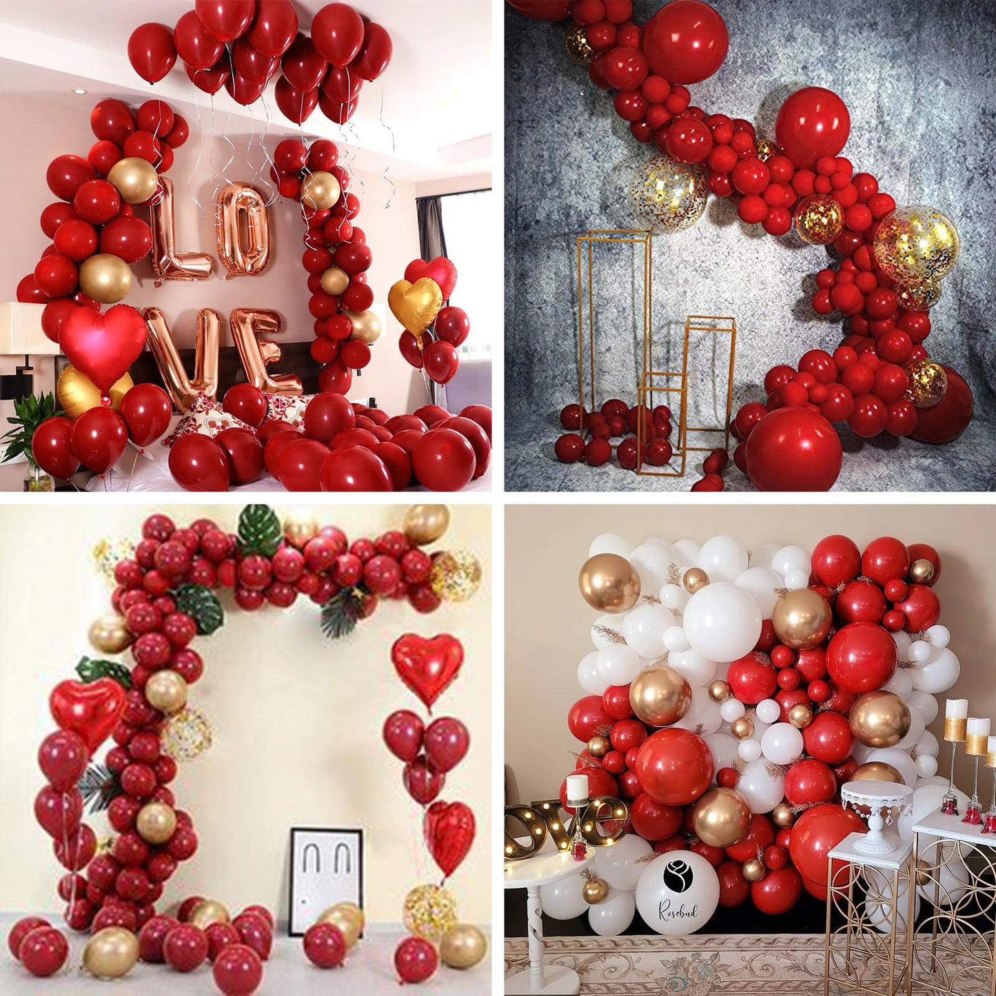 Partywoo Red And Gold Balloons, 100 Pcs 12 Inch Pack Of Ruby Red Balloons, Burgundy Balloons And Gold Balloons, Latex Balloons For Birthday Decorations, Party Decorations, Christmas Decorations