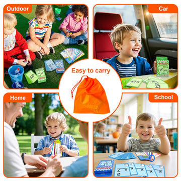 Math Flash Cards Set of 4-204pcs Reusable Math Practice Cards with Addition, Subtraction, Multiplication, Division, Flash Cards,