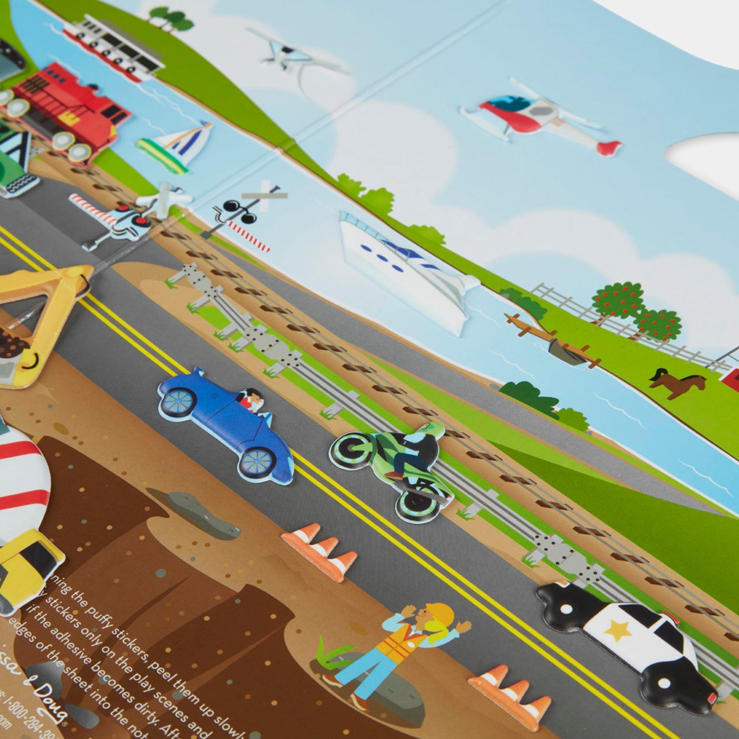 Melissa & Doug Vehicles Puffy Sticker Play Set Travel Toy with Double-Sided Background, 32 Reusable Puffy Stickers