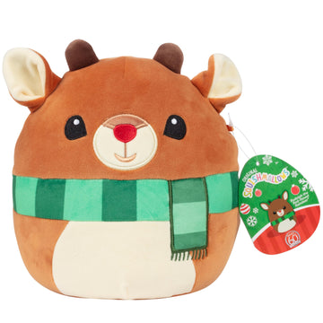 Squishmallows Original 8-Inch Rudolph Reindeer - Official Jazwares Plush - Collectible Soft & Squishy Deer Stuffed Animal Toy -