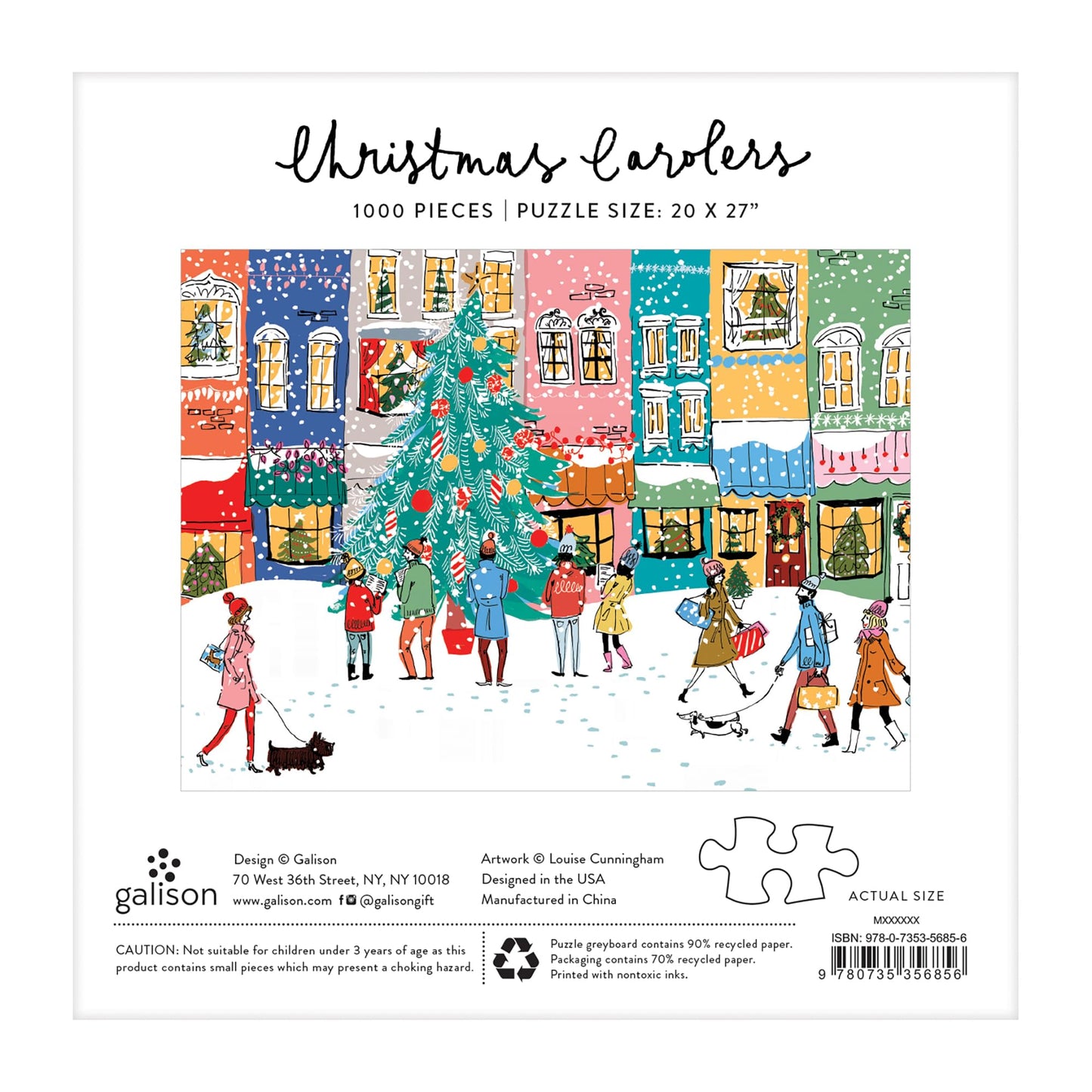 Galison Christmas Carolers 1000 Piece Jigsaw Puzzle, Christmas Puzzle With Festive Holiday Scene