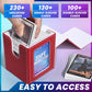 Uaono Card Deck Box With Mtg Commander Display, Deck Case Holds 100+ Double-Sleeved Cards, Trading Card Storage Box Fits Tcg/Ptcg/Sports Card With 2 Dividers, 1 Toploader (Red, White)