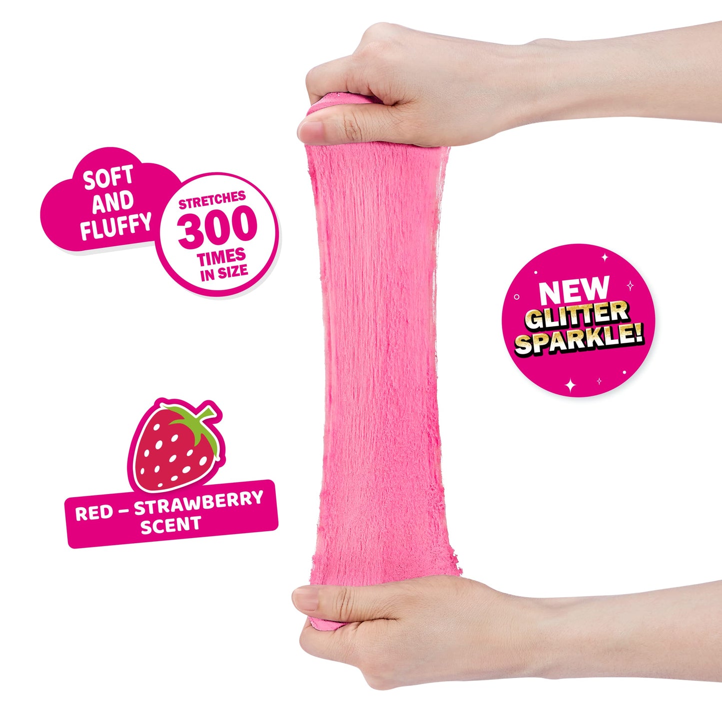 Oosh Cotton Candy Large Foil Bag 100G (Strawberry) By Zuru, Fluffy Slime, Stretch Slime, Grows 3000% In Size, Slime For Girls And Kids (Pink)