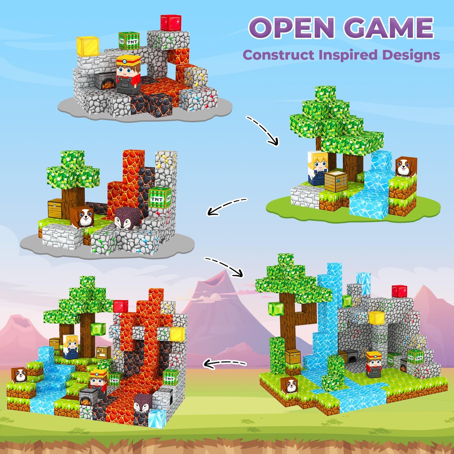 Magnetic Blocks, Magnetic Tiles Building Blocks, Magnet Cubes Toddler Kids Toys, Sensory Stem Toys For 3-5 4-6 5-7 6-8 Year Old