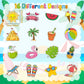 Beyumi Summer Beach Roll Stickers - 1000Pcs Summer Beach Stickers In 2 Rolls Waterproof Vinyl Cute Drawing Style Decals For Phone Laptop Water Bottle Notebook Luggage Computer Envelope Decor For Kids