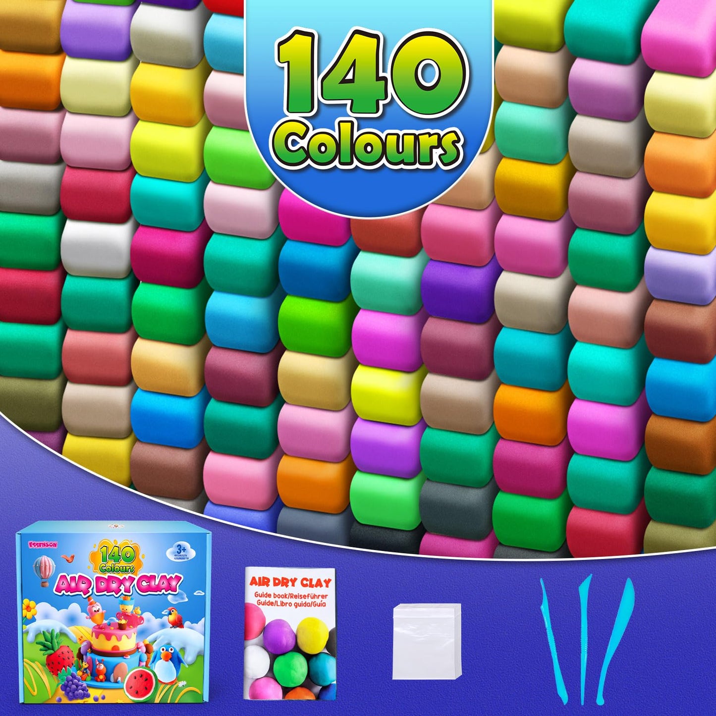 ESSENSON Air Dry Clay 140 Colors, Modeling Clay for Kids, DIY Molding Magic Clay, Gift for Kids