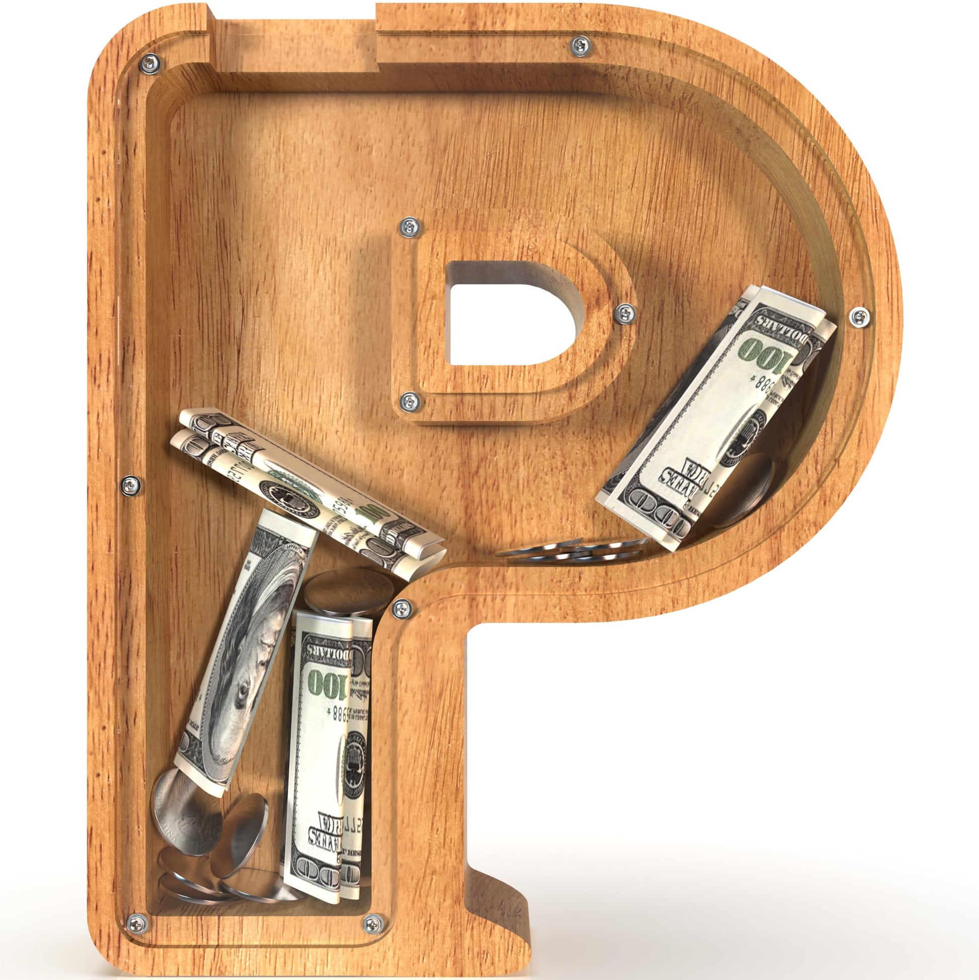 Sulevalt 12  Extra Large Wooden Letter Piggy Banks - Piggy Banks for Boys Girls Kids  Alphabet Money Banks with Initial P - Coin Banknote Bank Birthday/Christmas for Kids