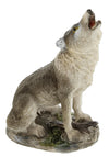 The Bridge Collection Small Howling Wolf Figurine - Resin Gray Wolf Howling Statue For Tabletop Decor