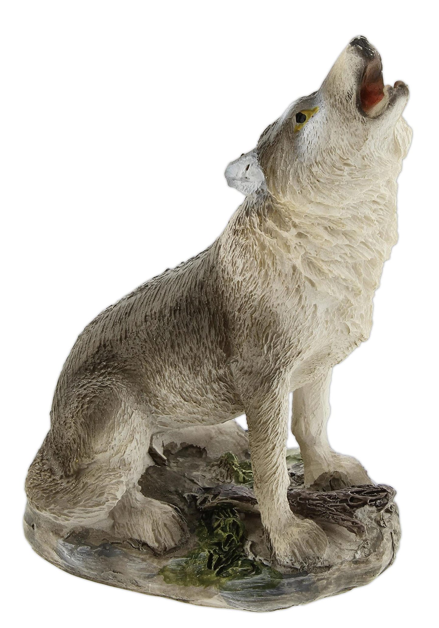 The Bridge Collection Small Howling Wolf Figurine - Resin Gray Wolf Howling Statue For Tabletop Decor