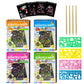 Promote Rainbow Scratch Art Notepads Set  4 Rainbow Scratch Notebooks (10 Sheets Each) + 4 Wooden Stylus Pens & 4 Drawing Stenc