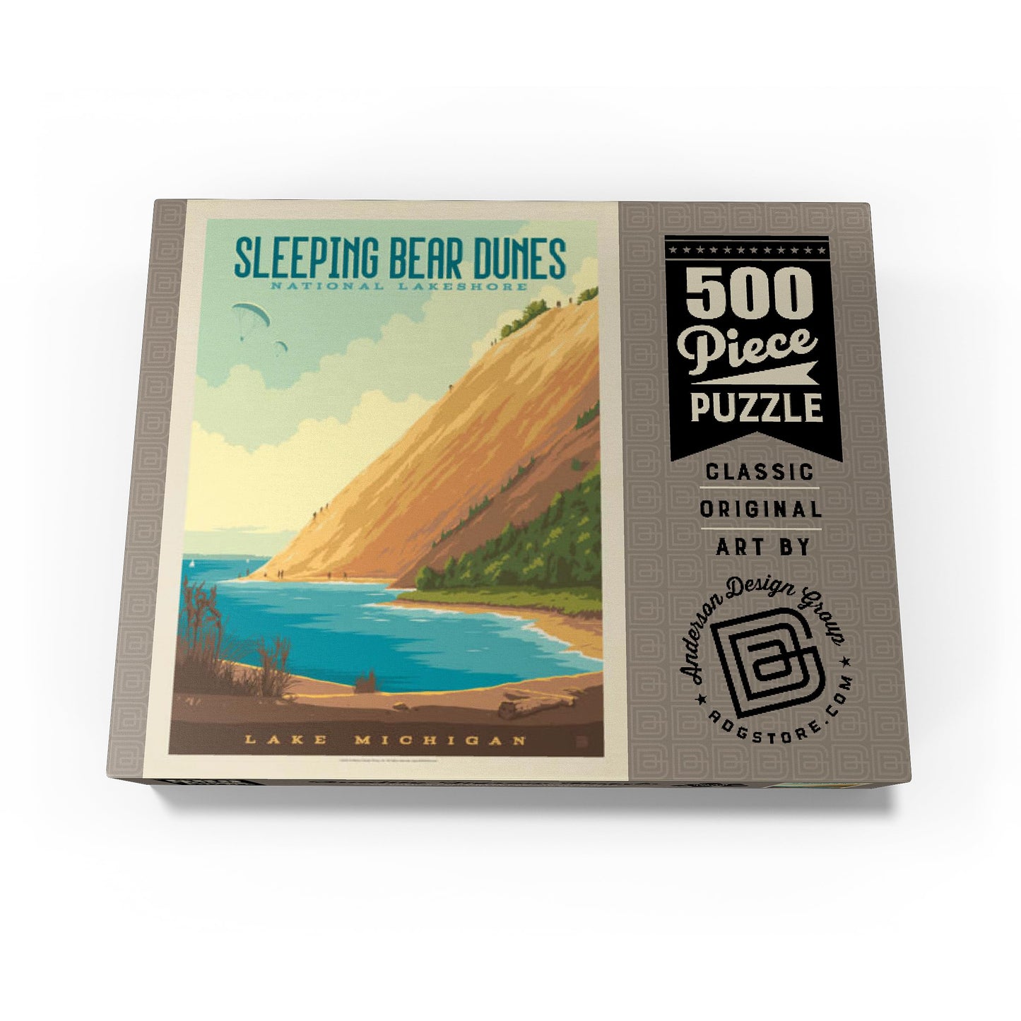 MyPuzzle 500 Piece Jigsaw Puzzle - Vintage Sleeping Bear Dunes Poster, Colorful Cardboard for Adults