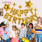 23Pcs Birthday Balloons Banner, 3D Gold Premium Mylar Foil Ecofriendly Letter Happy Birthday Banner With 5Pcs Star Balloons Kits