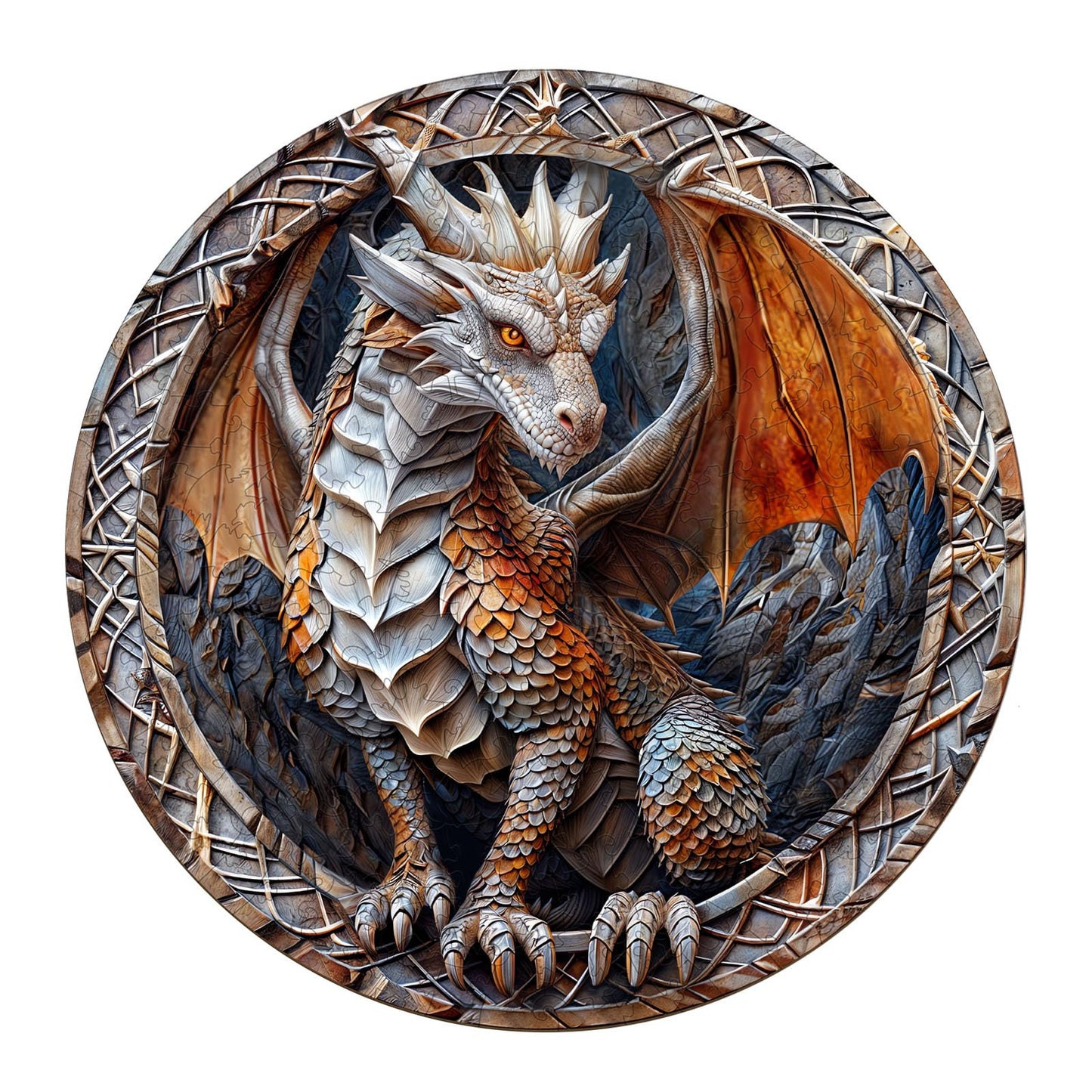 Wooden Puzzles For Adults, Wooden Flat Puzzles With 3D Visual Effect, Cave Dragon Puzzles, Unique Puzzles Gifts For Puzzle Lover (S-8.5 * 8.5In 100Pcs)