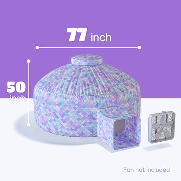 Skywin Air Tent Fort Mermaid Playhouse for Kids - Inflatable Kids Fort Sets Up and Stores Away in Seconds, 77 x 50 Inches (Fan N