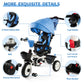 EOOWOY Baby Trike, 6-in-1 Kids Tricycle with Adjustable Push Handle, Removable Canopy, Safety Harness for 18 Months - 5 Year Old