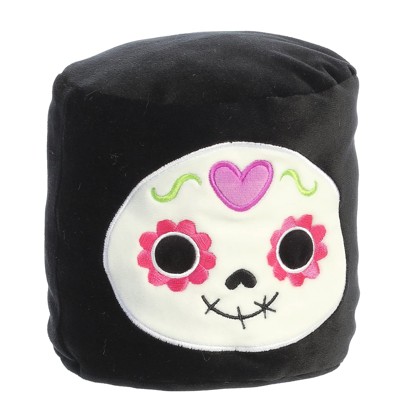 Aurora Squeezable Mallows Day Of The Dead Stuffed Animal - Ultimate Squishiness - Unique Shape - Black 6 Inches