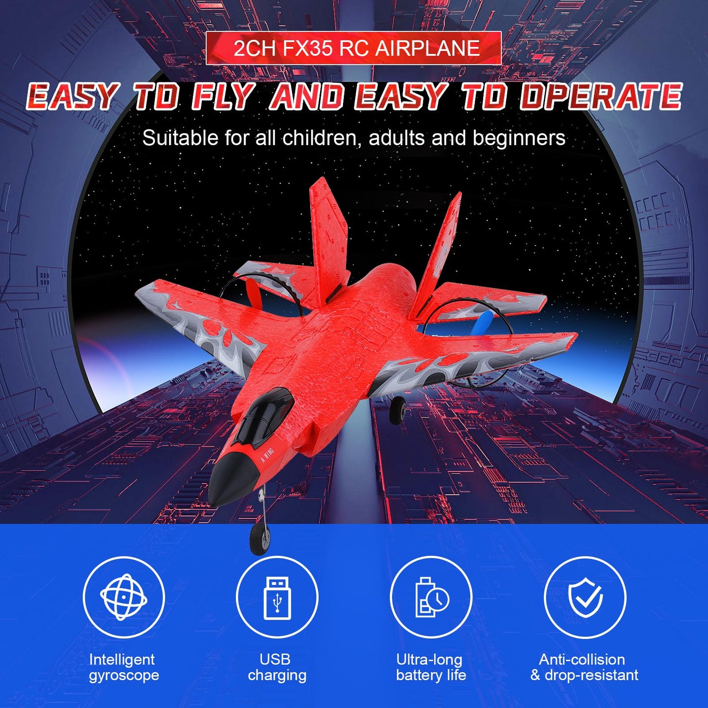 Rc Plane 2Ch Rc Airplane Toys Hw39 Fighter 2.4Ghz Remote Control Plane Rc Airplane Rtf Ready To Fly For Beginner, Kids And Adult