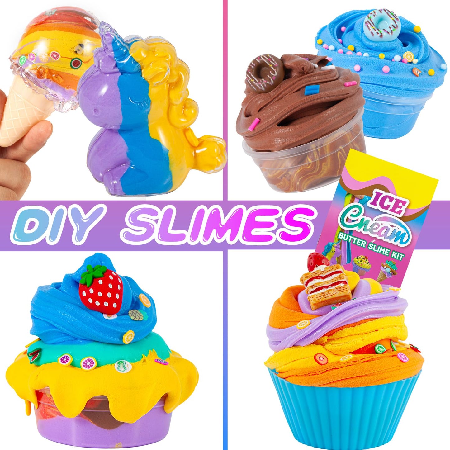 Zdthnsiat Slime Kit, Ice Cream Theme Slime Toy, Party Favors For Girls, Stress Relief Toys, Ideal Gift For Girl Boys 6 7 8 9 10
