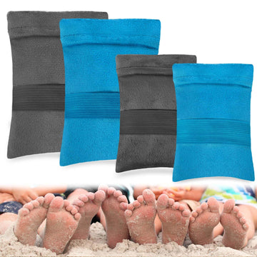 Palksky 4PCS Sand Remover for Beach, Sand Removal Bag,Powder Pouch Sand Remover Brush Beach Vacation Camping Essentials(Talc-Fre