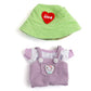 17cm Doll Clothes - Kawaii Chic Style Set for 17cm Dolls  Cute Doll Outfit with Accessories - Puprle Bear Romper + Purple Shirt + Heart Shaped Green Hat (NO Doll)