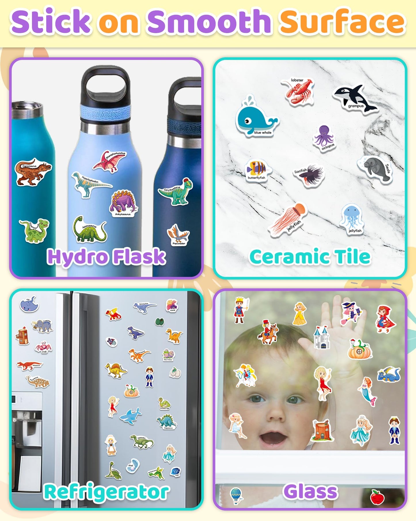Benresive Reusable Sticker Books For Kids 2-4, Sticker Books For Toddlers 1-3, Toddler Sticker Book Age 2-4, Toddler Travel Toys Activities Crafts Gifts - Ocean, Fairy And Dinosaur