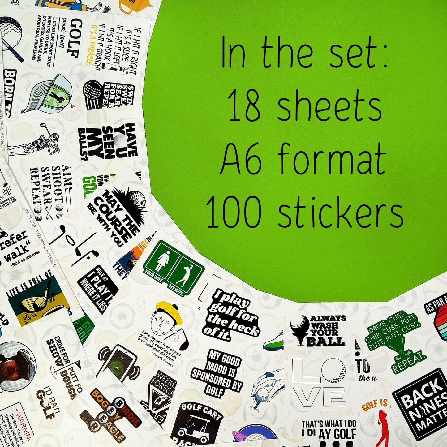 BulbaCraft 100Pcs Vinyl Golf Stickers – Funny Scrapbooking & Laptop Decals, Golf Party Decorations, Gifts for Men & Women