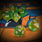 QMAY DND Dice Set -D&D Polyhedral Dice (7 Pcs) for Dungeons and Dragons (Pale Yellow and Green Glitter)