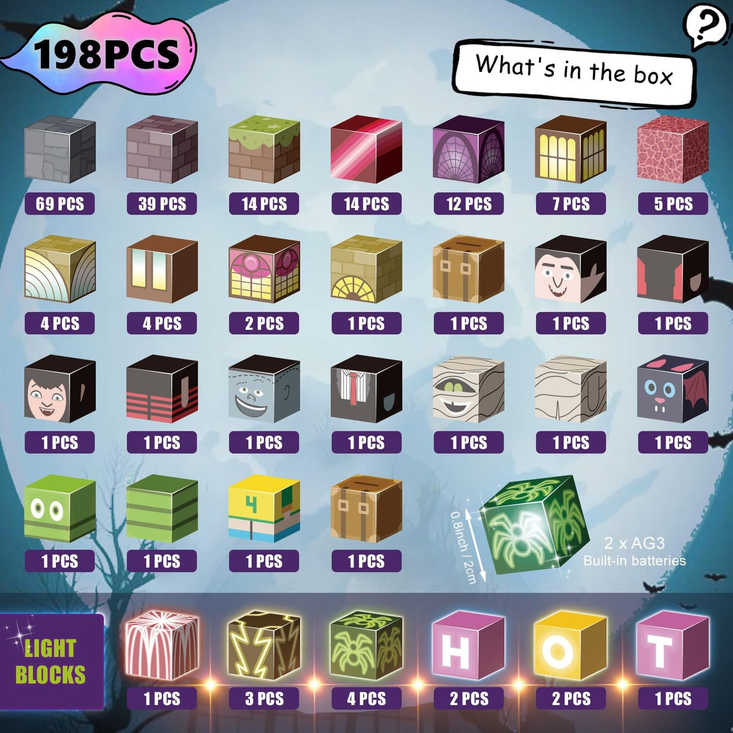 Magnetic Blocks -198Pcs Enchanted Hotel Magnetic Building Cubes,Educational Sensory Stacking Kit & Stem Learning Play,Christmas