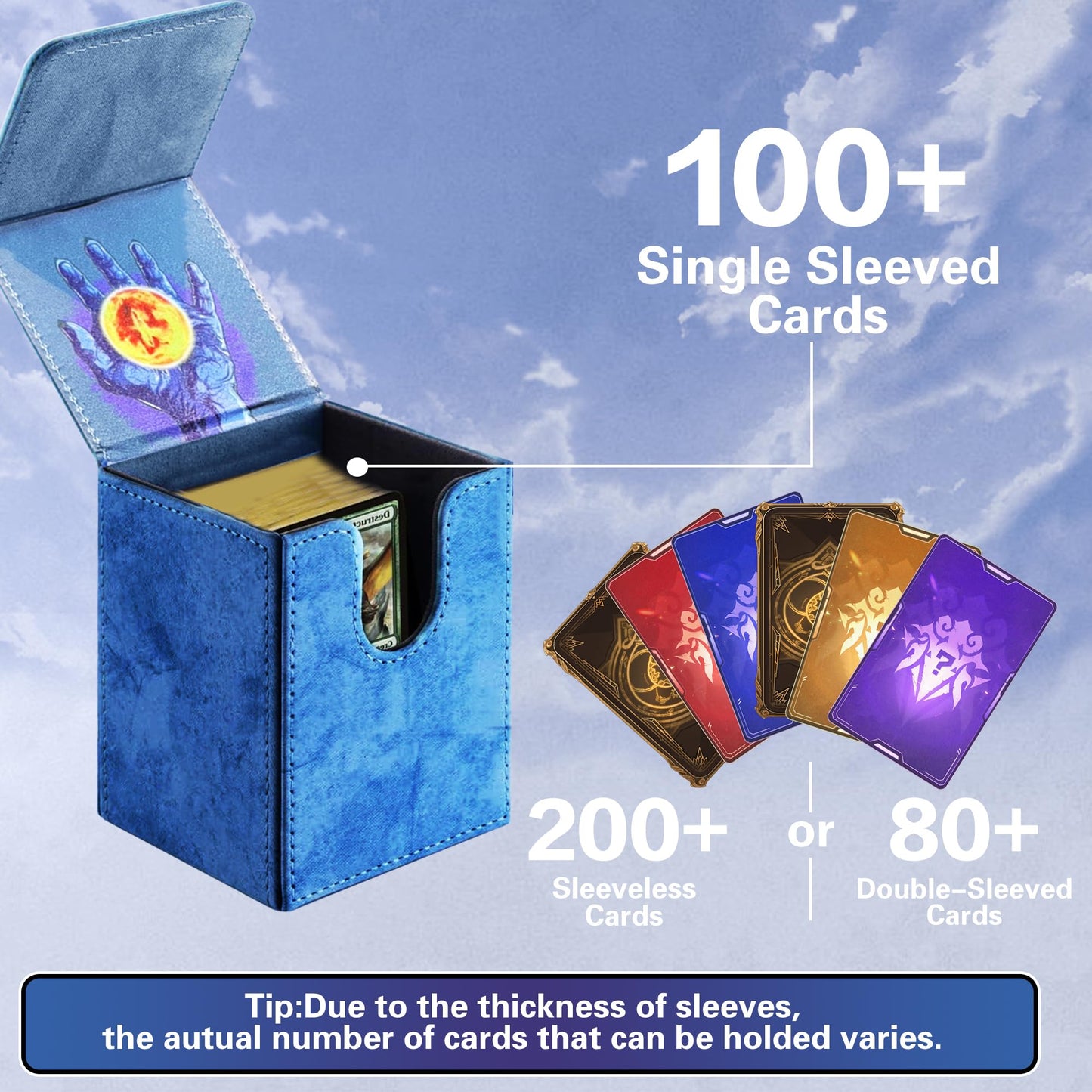 Promaxibinder Mtg Commander Deck Box, Fits 100 Single Sleeved Cards, Strong Magnet Magic Gathering Deck Box, Pu Leather Trading