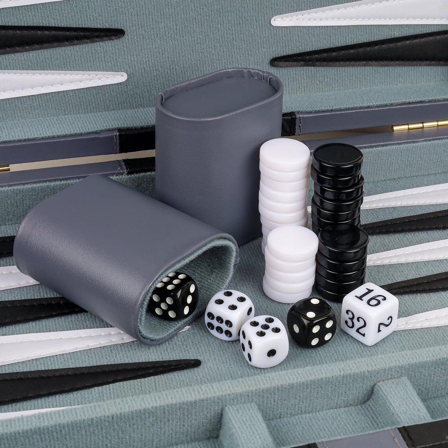 Reriver Backgammon Set 2 Players Classic Backgammon Sets For Adults Board Game With Pu Leather Case Portable And Travel Backgammon Set (Grey, 11Inch)