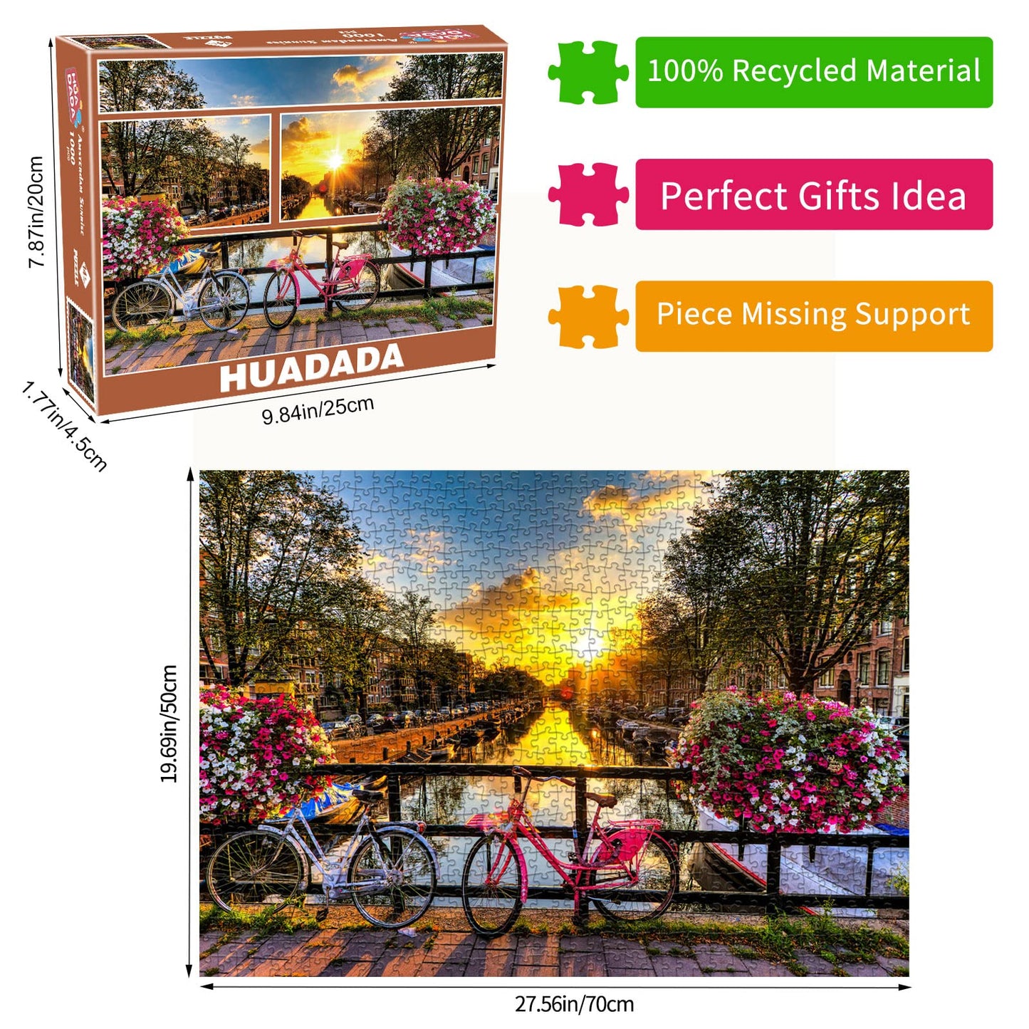 HUADADA Jigsaw Puzzles for mature-themeds 1000 Piece Puzzle for mature-themeds 1000 Pieces Puzzle 1000 Pieces-Amsterdam Sunrise 1000 Piece Jigsaw Puzzles for mature-themeds Gifts