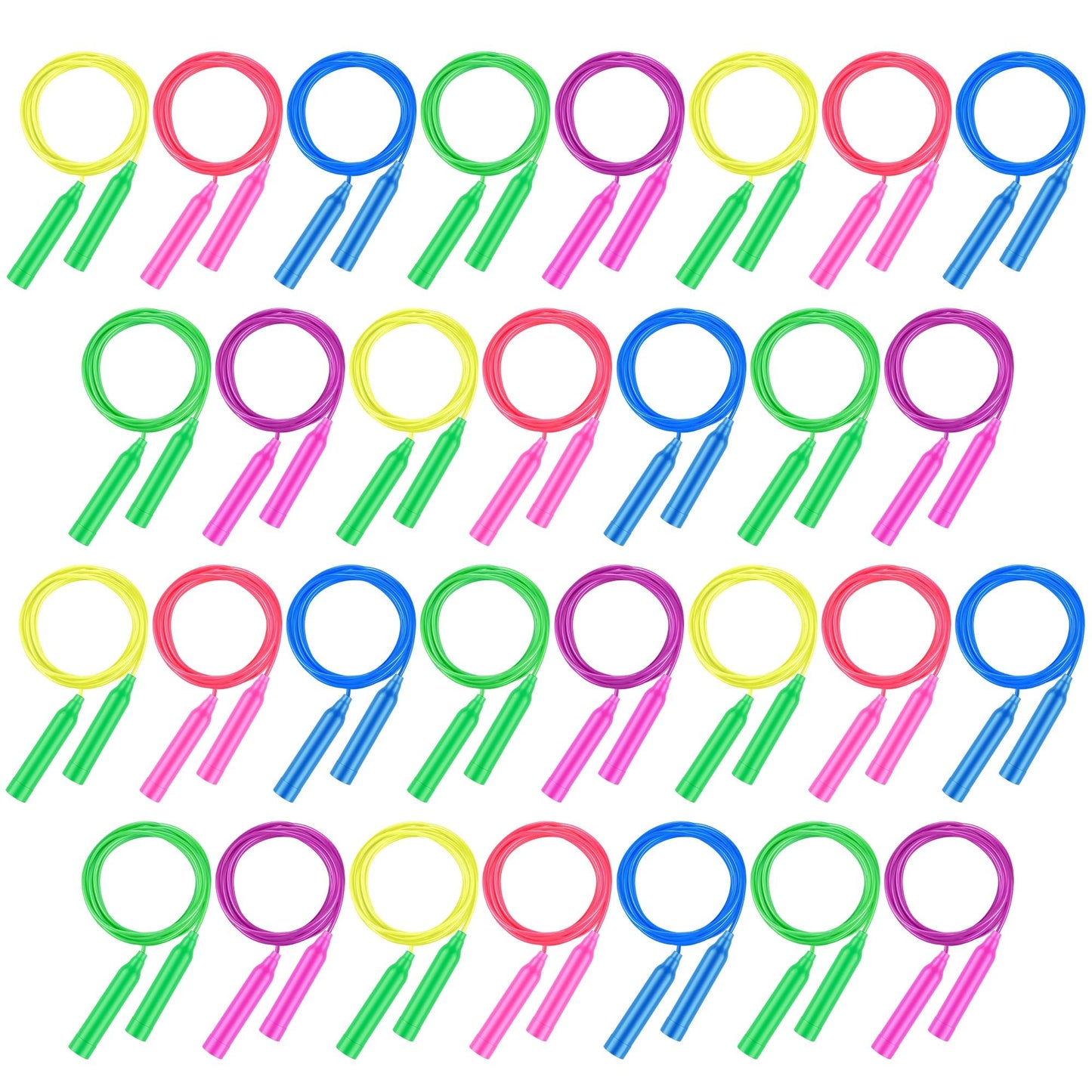 Aodaer 30 Packs Kids Jump Rope Set Colorful Outdoor Jump Ropes 7.3 Feet Adjustable Skipping Ropes For Outdoor Fun Activity Great