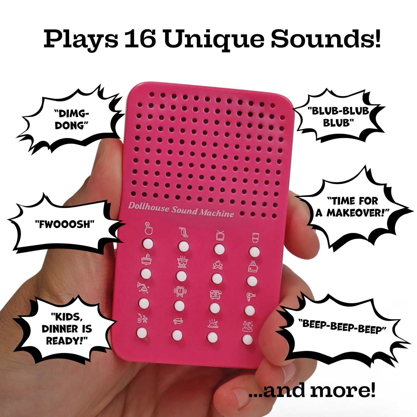 Dollhouse Noisemaker with 16 Sounds and Phrases, Great for Minis, Dolls and Miniatures, Portable Electronic Sound Maker Doll Hou