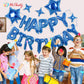 Hiparty 23Pcs Birthday Balloons Banner, 3D Blue Premium Mylar Foil Ecofriendly Letter Happy Birthday Banner With 5Pcs Star Ballo