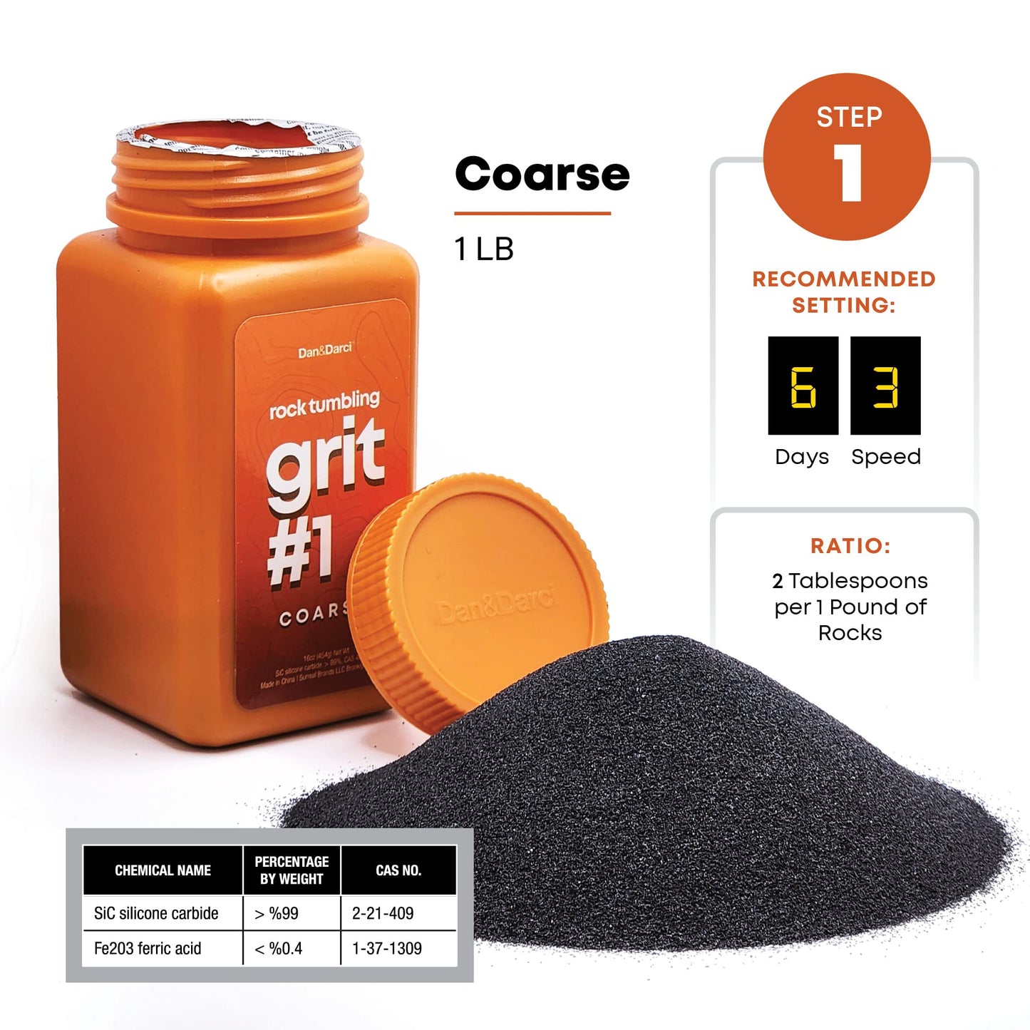Dan&Darci Rock Tumbler Grit Refill Kit - 3.5 Pounds Grits Media + Poly Plastic Pellets - Rocks Polishing Refills For Any Brand Tumblers - Polish Tumbling Supplies Set - Stone Polisher