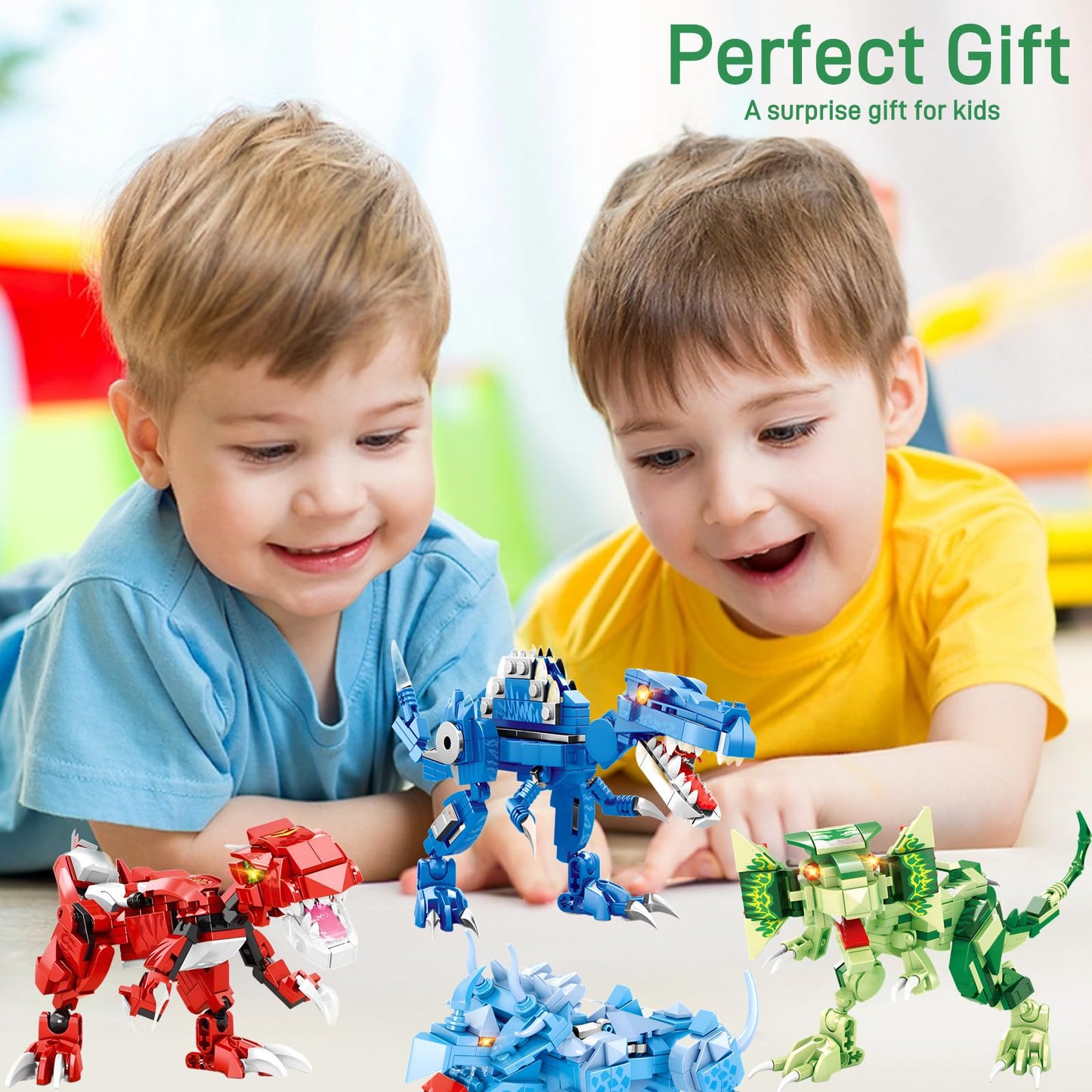 TOYONUS Dinosaur Sets for Boy Age 7 8 9 10 11 12 Years Old  Dragon Building Toy for Kids Christmas Halloween Birthday Gift (4 Set)