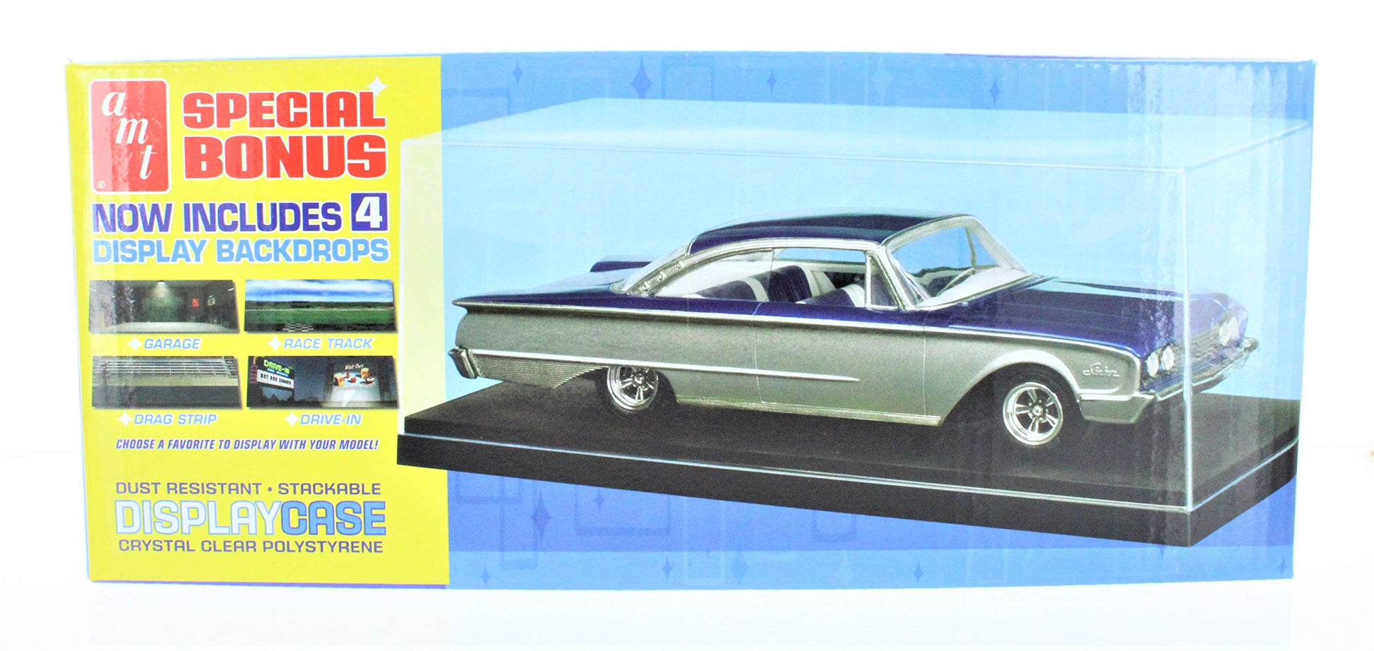 AMT 1:25 Scale Clear Polystyrene Car Model Display Case w/4 Backdrops AMT600/12