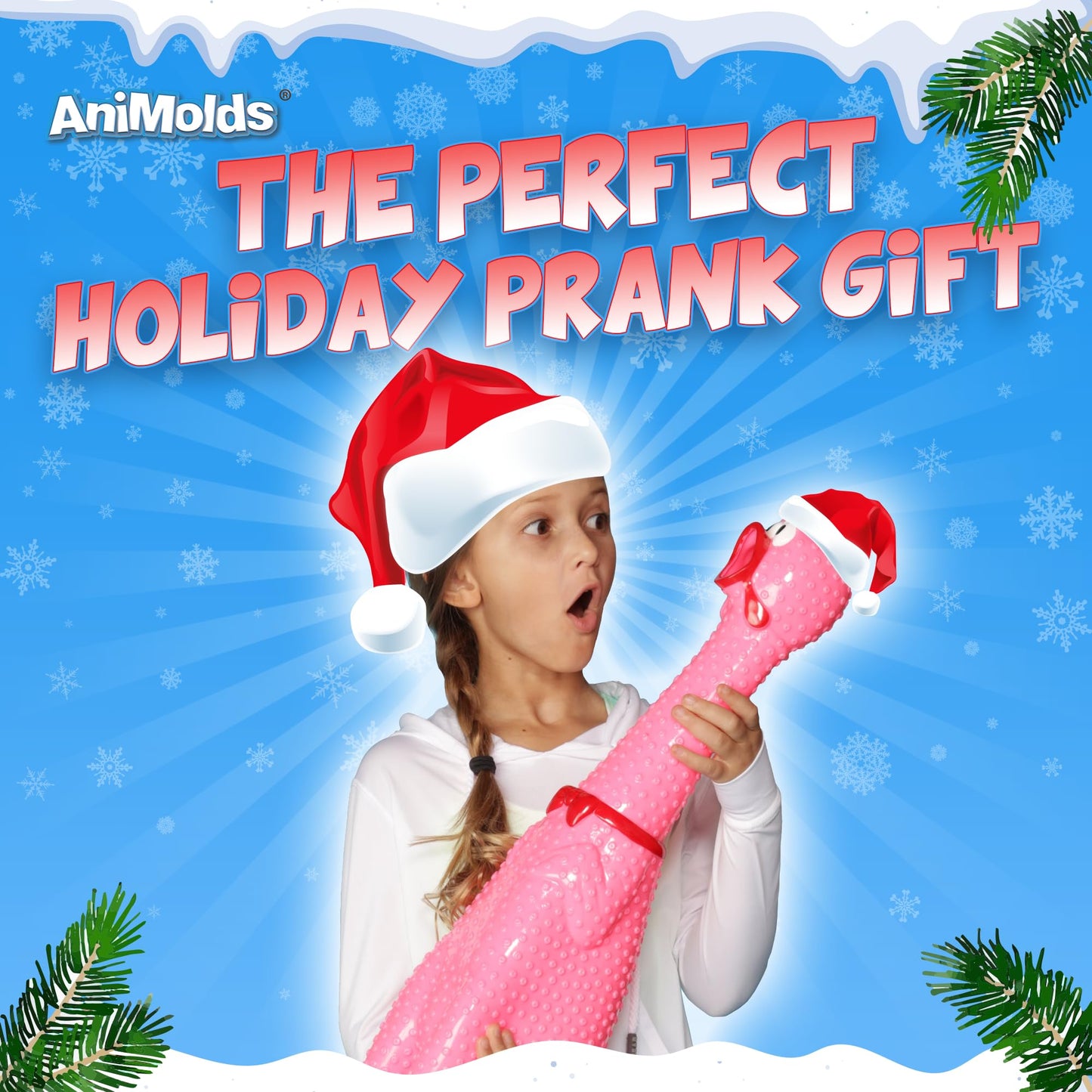 Animolds Crazy Huge Rubber Chicken - 29 Inch Giant Screaming Noise Makers For Parties, Pranks, Practical Jokes - Squeaks Up To 45 Seconds - Squawking Novelty Gag Gift (Random Color)