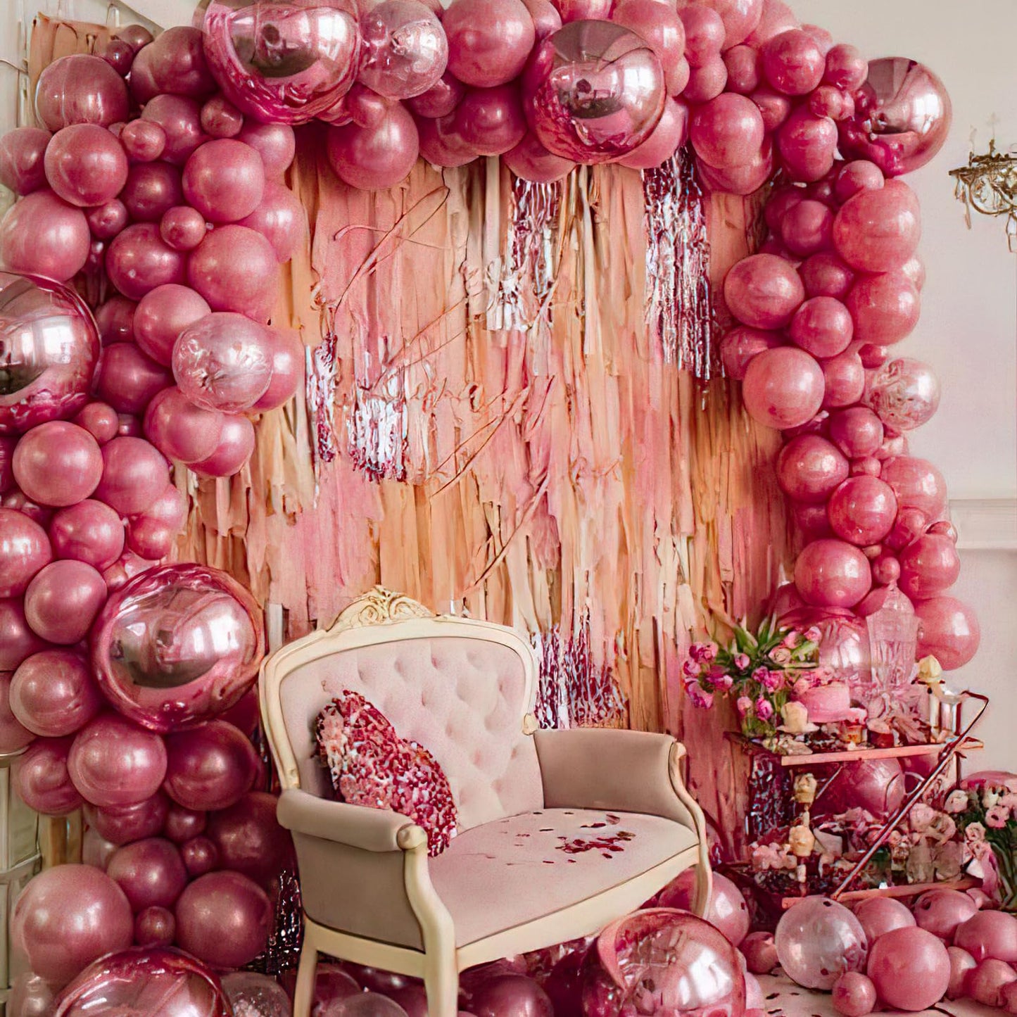 Partywoo, 120 Pcs Metallic Dark Pink Balloons, 5 Inch, Balloon Garland Or Arch Decorations, Non-Toxic, Latex, Air Or Helium, Birthday, Wedding, Baby Shower, Party, Unisex