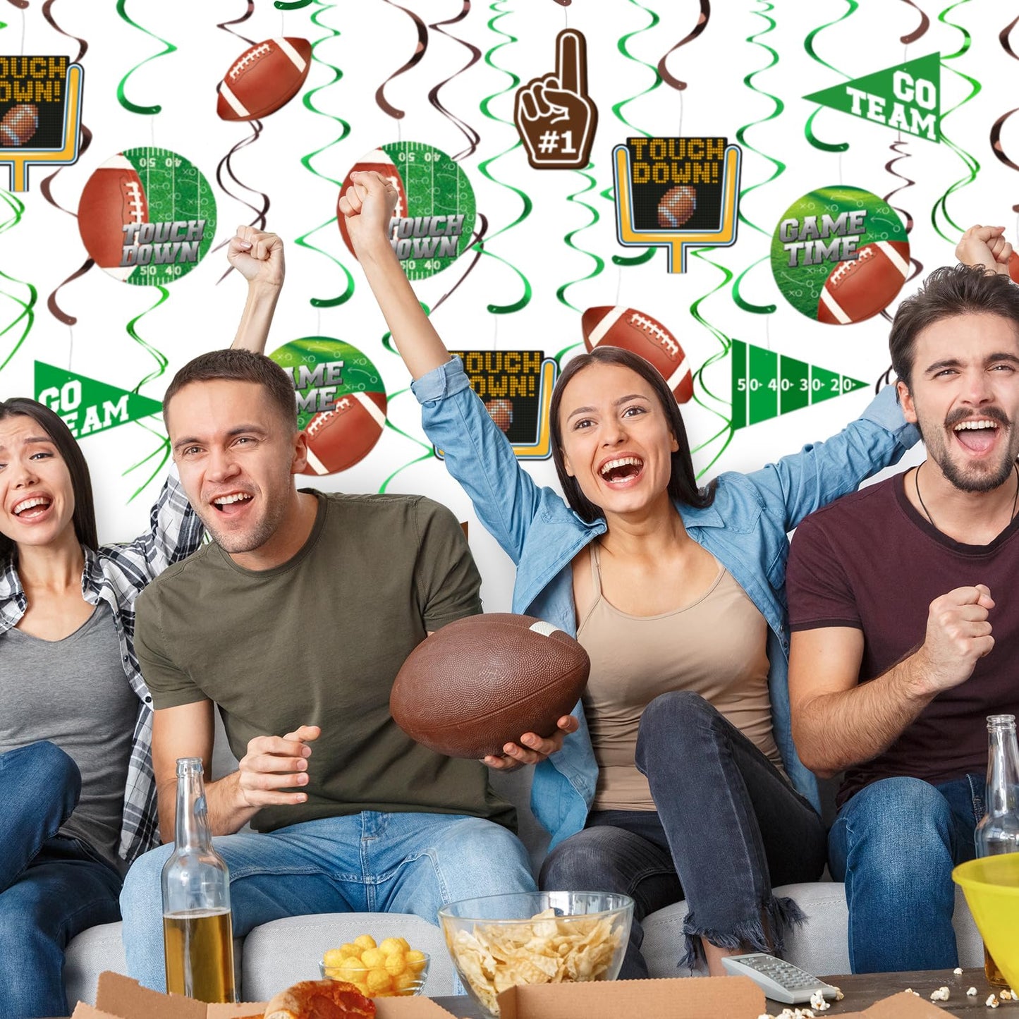 30 Pieces Football Party Decorations Football Hanging Swirl for Football Birthday Party Football Game Day Tailgate Party Supplie