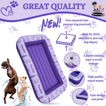 Schwimmer Dog Pool Float - enhanced Pool Float for Large Dogs up to 220lbs - Durable & Inflatable Dog Raft for Pool & Lake - Comfortable & Safe Floating Mat for Summer Fun - Purple