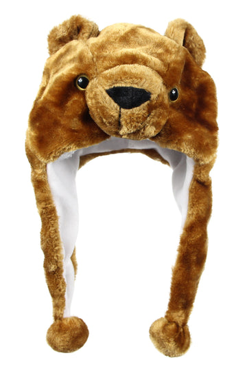 Bioterti Plush Fun Animal Hats -One Size Cap - 100% Polyester With Fleece Lining (White Leopard)