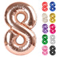 Rose Gold Number 8 Balloon 40 Inch, 8 Balloon Number, 8Th Birthday Decorations, Rose Gold Party Supplies For Boys Girls